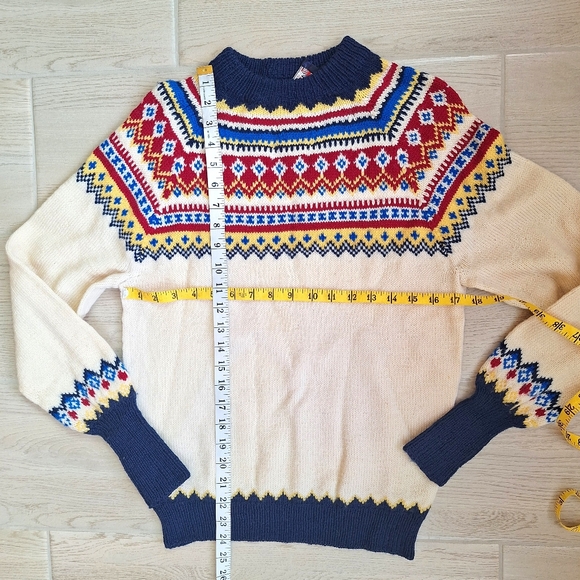 DANNIT Denmark Fair Isle Yoke Hand Knitt Wool Sweater Womans - Picture 4 of 7